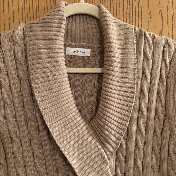 Calvin Klein Cable Knit Sweater Dress with Shawl Collar - Picture 3 of 8